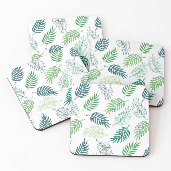 Item preview, Tropical pattern with green palm tree leaves designed and sold by Katine-Art.