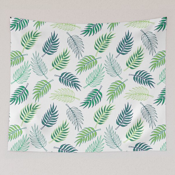 Item preview, Tropical pattern with green palm tree leaves designed and sold by Katine-Art.