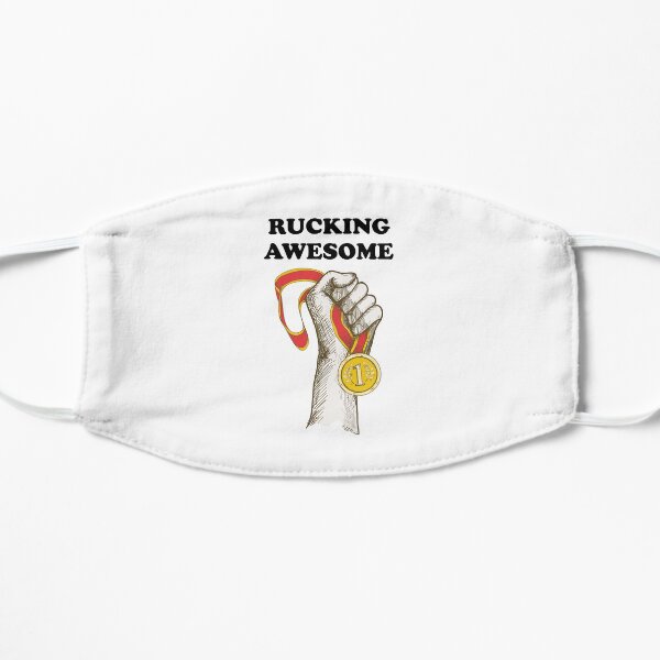 Rucking Awesome, Coffee And Rugby, funny coffee, coffee lovers ,funny rugby, rugby lovers, gift for, sport, player Flat Mask