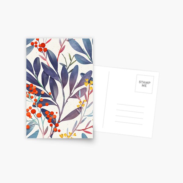 Mystical Magical Fantasy Floral Plant Leaves Pattern Pastel Colors Periwinkle Cute Postcard