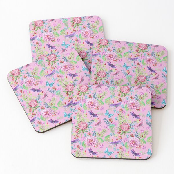 Item preview, Dragonflies and Flowers in Pink designed and sold by WisdomInspired.