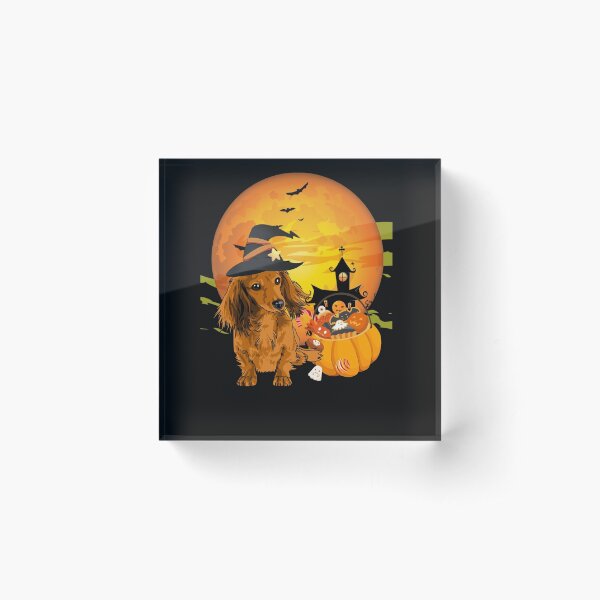 Item preview, cute dachshund Dog Halloween 2020 witch hat and Pumpkin designed and sold by binly123.