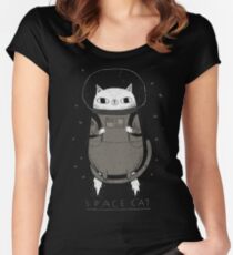 Camiseta entallada de cuello ancho gato espacial