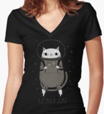 space cat Women's Fitted V-Neck T-Shirt