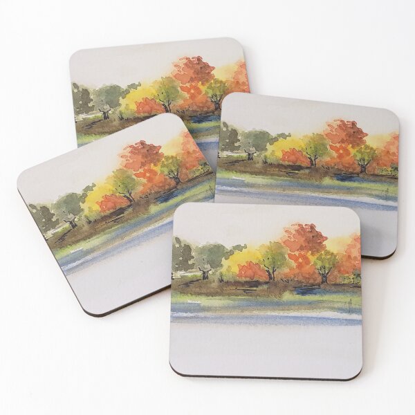 Item preview, Colorful Abstract Landscape Treeline Watercolor Painting designed and sold by Robin Liner.