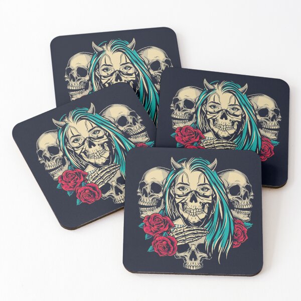 Item preview, Devil woman and skulls designed and sold by OnIlustraciones.