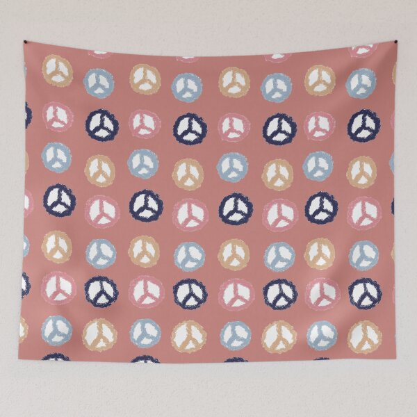 Item preview, pink peace sign pattern designed and sold by alisonbbentley.