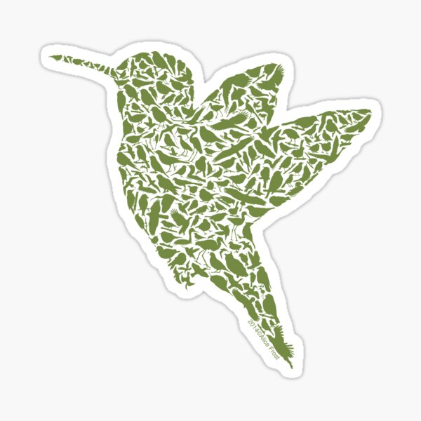 Hummingbird Silhouette Art made from Birds Sticker