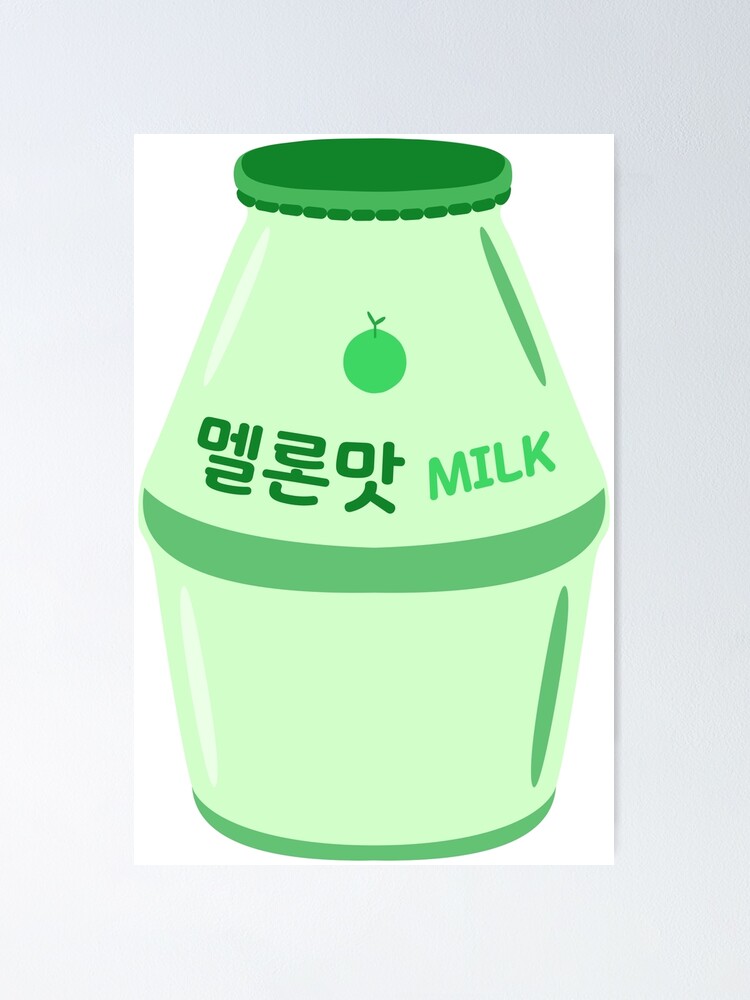 "Melon Milk Bottle 한국 Korean Beverage 멜론맛 우유" Poster by Akinno