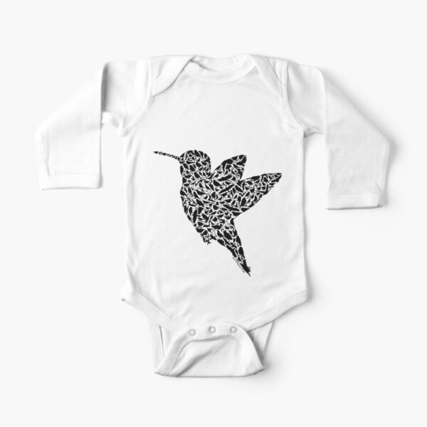 Hummingbird Silhouette Art made from Birds Long Sleeve Baby One-Piece