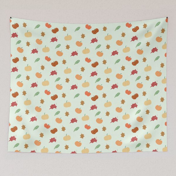 Item preview, Pumpkins and Leaves on White designed and sold by RepeatCandy.