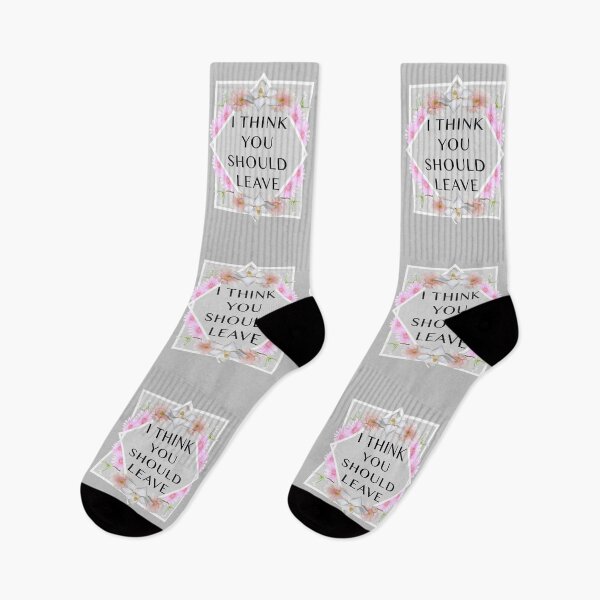 Item preview, I Think You Should Leave Pretty Rude Go Away Pink Vsco Girl Flower Power Statements Nice Floral Decorative Pattern Artwort Text Typography Pretty Serect Santa Christmas Stocking Gift designed and sold by CreatedbyJR.