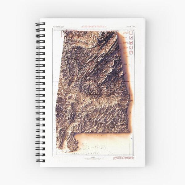 Item preview, 1925 Alabama Relief Map digitally-rendered designed and sold by ThinkAboutMaps.