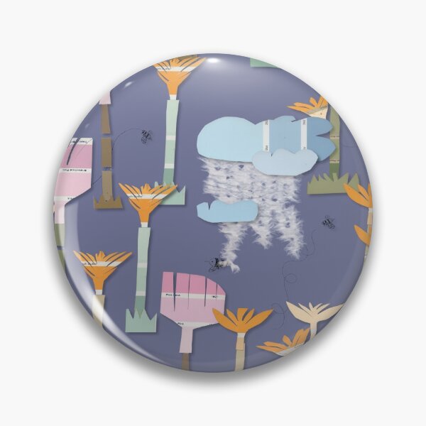 Item preview, paint chip flowers on dusk periwinkle designed and sold by MayCartPrintArt.