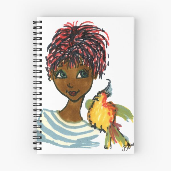 Aperçu de l'œuvre Fille des années 60 avec un oiseau sur son épaule créée et vendue par Bianca-Design.