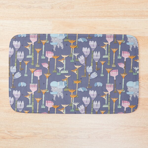 Item preview, paint chip flowers on dusk periwinkle designed and sold by MayCartPrintArt.