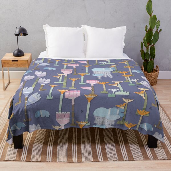 Item preview, paint chip flowers on dusk periwinkle designed and sold by MayCartPrintArt.