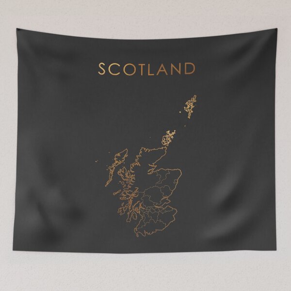 Item preview, Scotland Gold Outline Map with State Boundaries designed and sold by Alo.