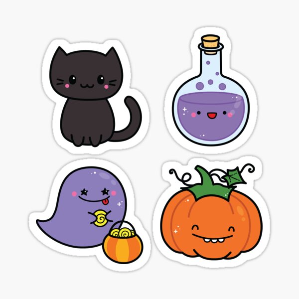 Halloween Essentials Sticker Pack: Pumpkin, Potion, Black Cat, Ghost by Tatyana Deniz Sticker