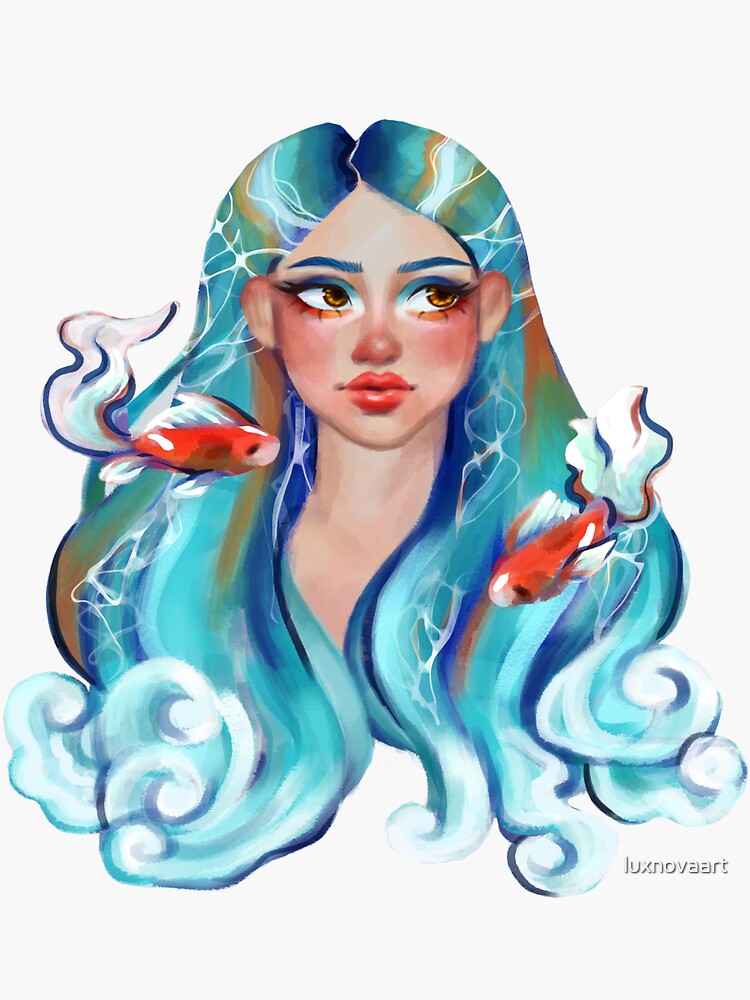 "Pretty Mermaid Fish Girl " Sticker by luxnovaart Redbubble