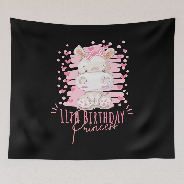 Item preview, 11th Birthday Princess Girl 11 Years Old Hippo Lover B-Day graphic designed and sold by Grabitees.