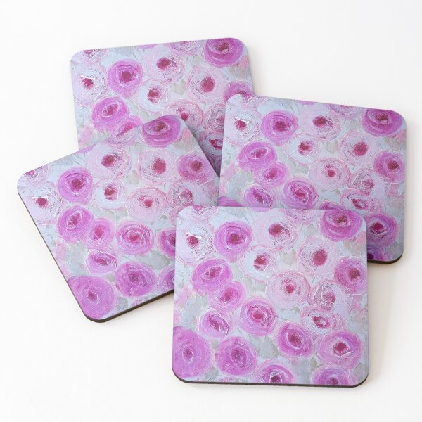 Item preview, Pink roses on sky blue background - abstract art. designed and sold by KarenCooperArt.