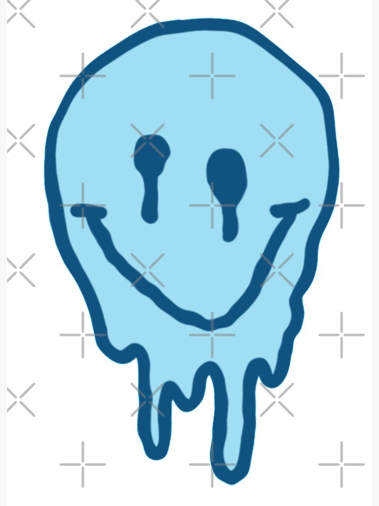 Blue Melting Smiley Face Art Board Print For Sale By Kxtelyng Redbubble