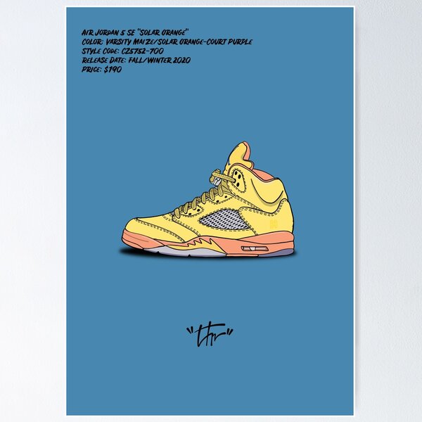 Artikel-Vorschau von Air Jordan 5 se Solar Orange/Sneaker Poster/Dope Art/Original Nike/Nike Print/Sneaker Art/Fashion Sneakers Print/Sneakers Print, designt und verkauft von TrillMaison.