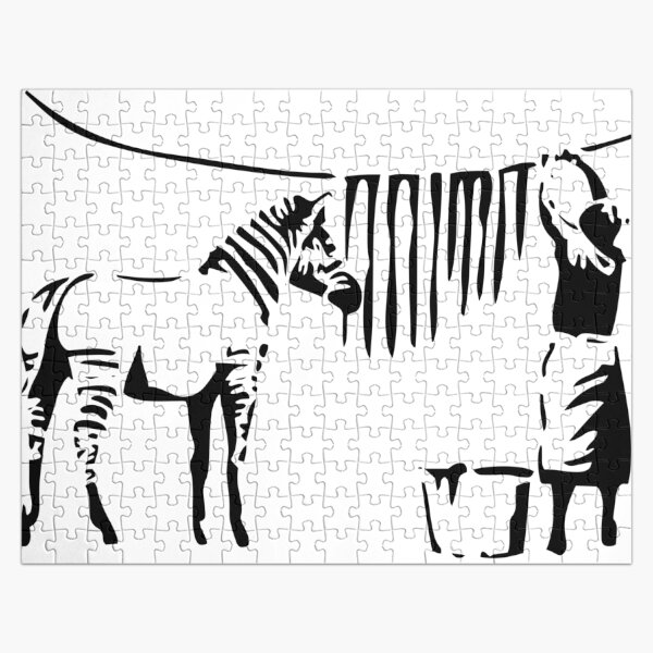 Banksy, A Woman Washing Zebra Stripes Reproduction d'œuvres d'art, Affiches, T-shirts, Impressions Puzzle