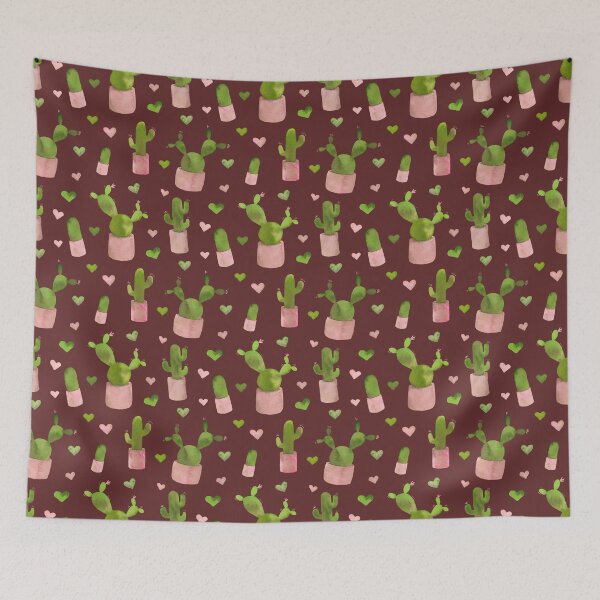 Item preview, Watercolor Cactus Pattern on Burgundy designed and sold by GrousyGirl.