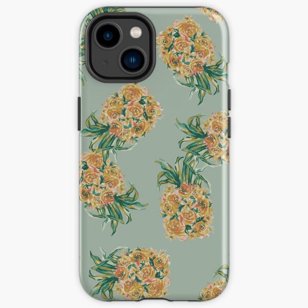 Floral Pineapple Teal iPhone Tough Case