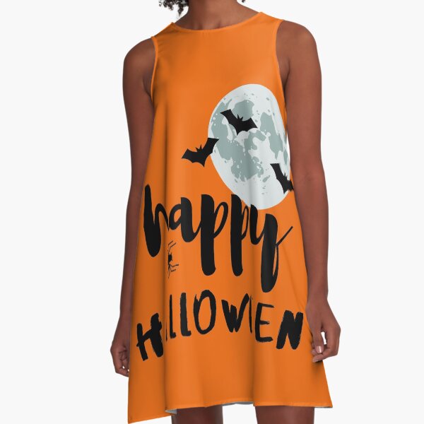 Happy halloween bats & Spider on the moon Gift idea A-Line Dress