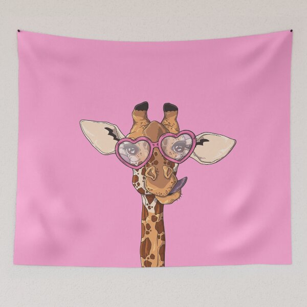 Item preview, Cute Giraffe With Pink Heart Shaped Glasses designed and sold by amos20111.