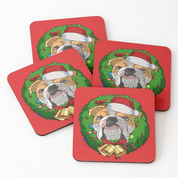 Item preview, English Bulldog Santa Christmas Wreath designed and sold by Nosek1ng.