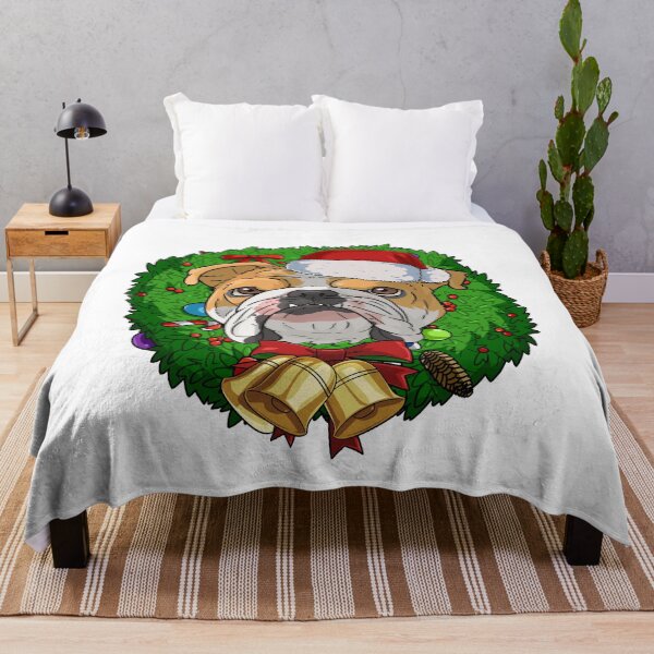 Item preview, English Bulldog Santa Christmas Wreath designed and sold by Nosek1ng.
