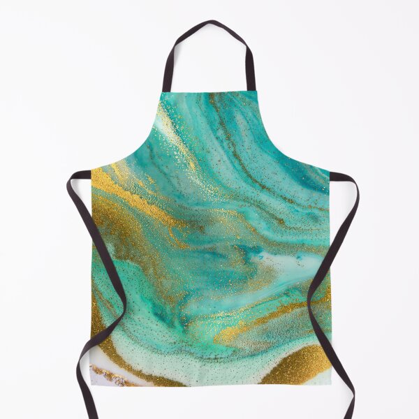 Item preview, Marble Swirls of White Turquoise and Gold Glitter Abstract Pattern designed and sold by Alicia Chee.