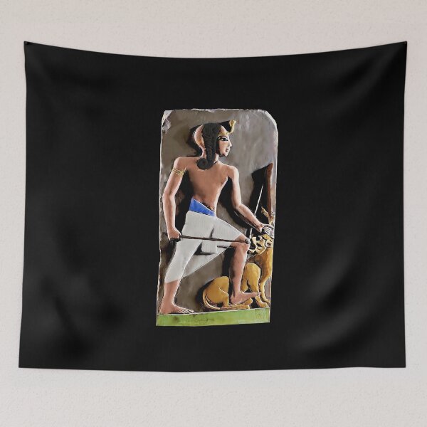 Item preview, Young Rameses II with bow and arrow, grasping the mane of a lion. (Or the god Shed) designed and sold by DotorEaon.