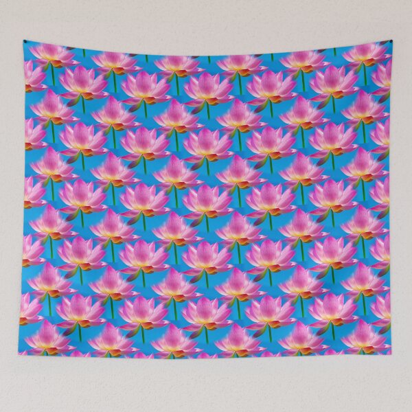 Item preview, Water Lily in Pink on Blue  designed and sold by AlteredAtelier.