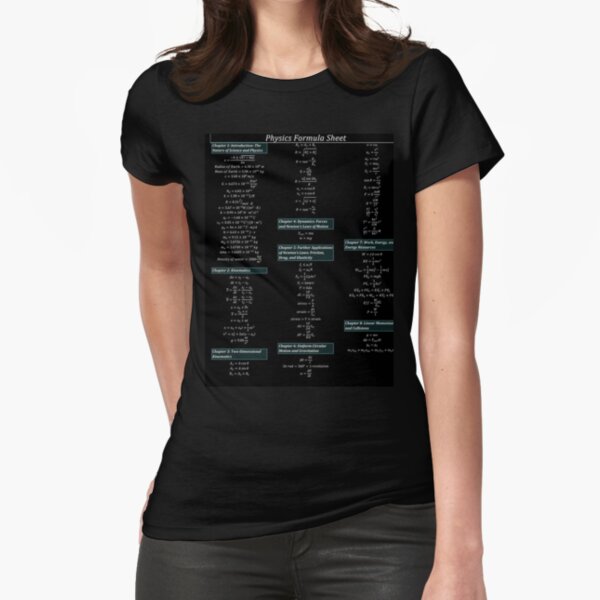 Physics Formula Sheet Fitted T-Shirt