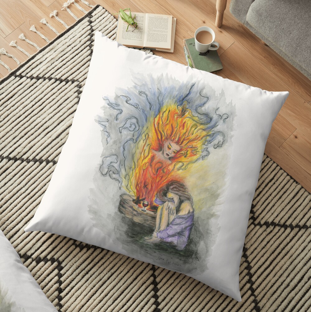She is Fire Floor Pillow