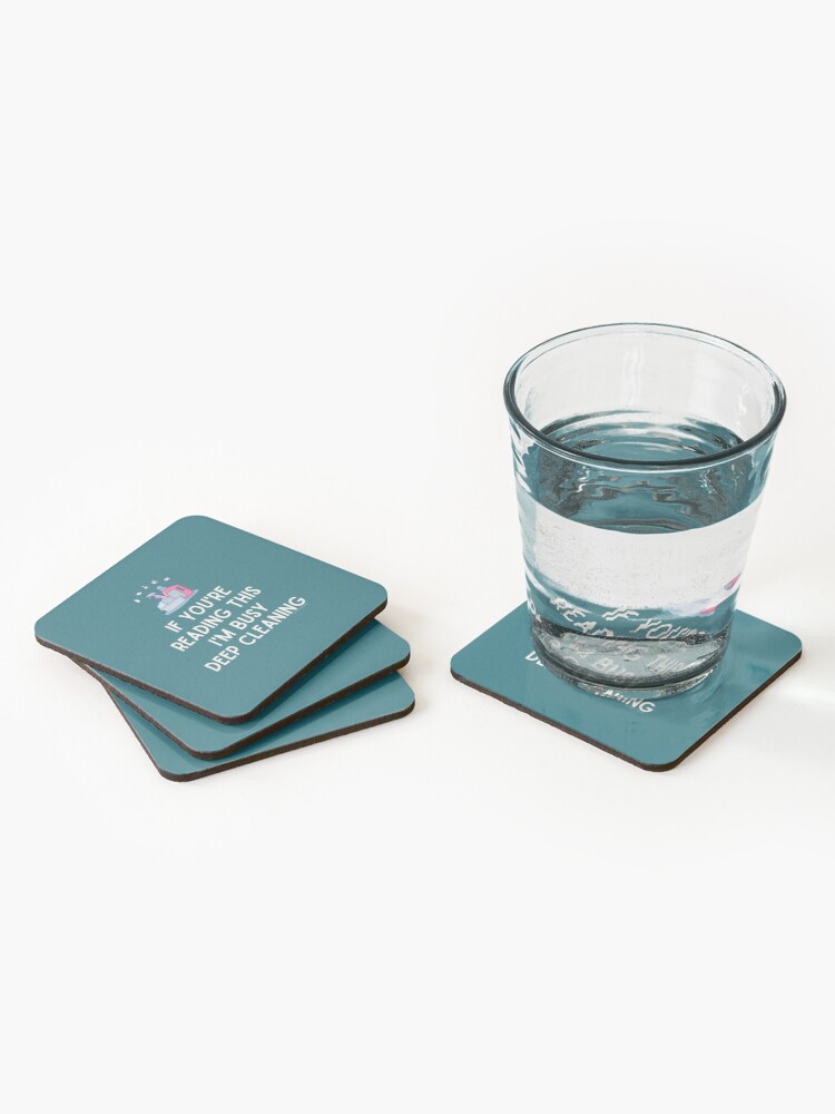Thumbnail 2 of 5, Coasters (Set of 4), I'm Busy Deep Cleaning, Funny Cleaning Humor designed and sold by SavvyCleaner.