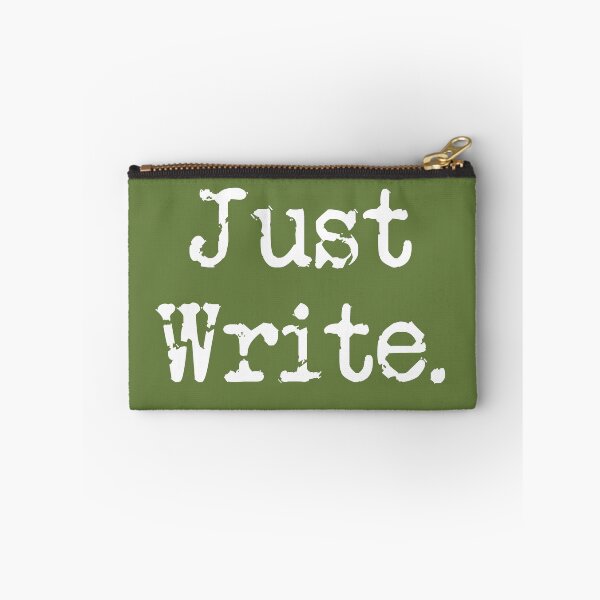 Item preview, Just Write. Vertical White Type Military Green designed and sold by TeaRoseWriter.