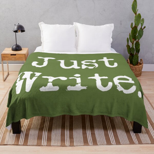 Item preview, Just Write. Vertical White Type Military Green designed and sold by TeaRoseWriter.