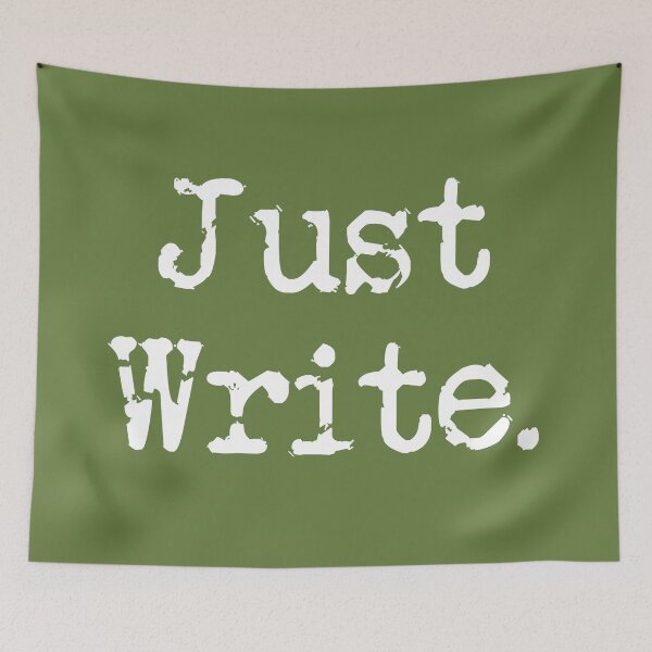 Item preview, Just Write. Vertical White Type Military Green designed and sold by TeaRoseWriter.