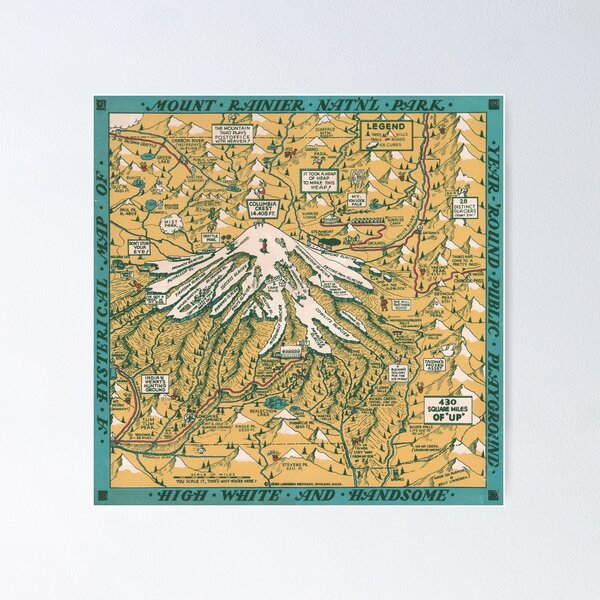 Item preview, 1940 Vintage Map of Mount Rainier National Park designed and sold by Gin  Neko.