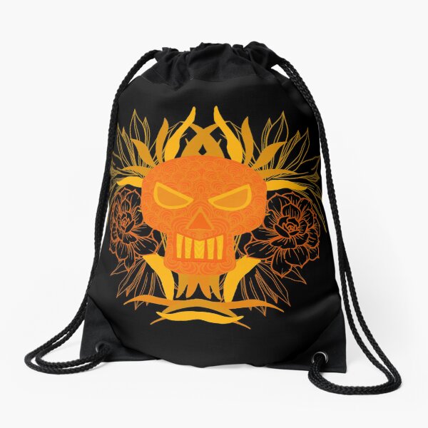 Skull with flowers Drawstring Bag