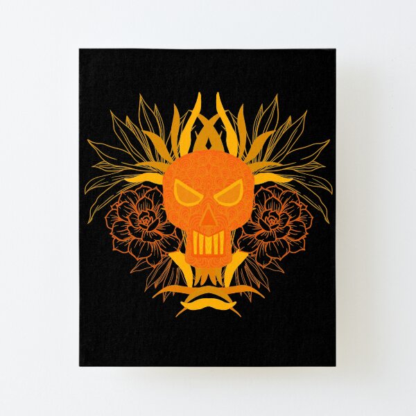 Skull with flowers Canvas Mounted Print