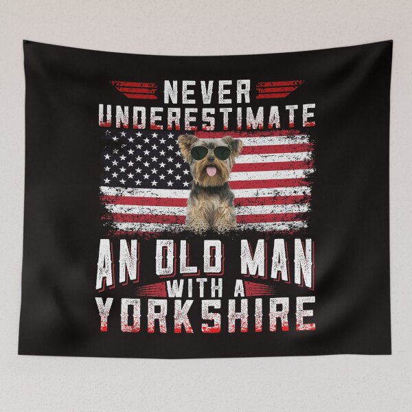 Item preview, Never Underestimate An Old Man With A Yorkshire American Flag designed and sold by RessieSmitham.