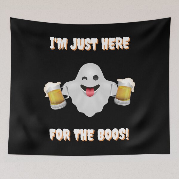 Item preview, I'M JUST HERE FOR THE BOOS! | Cute Halloween Drinking Theme | Black and white design. designed and sold by chris-ellis-art.