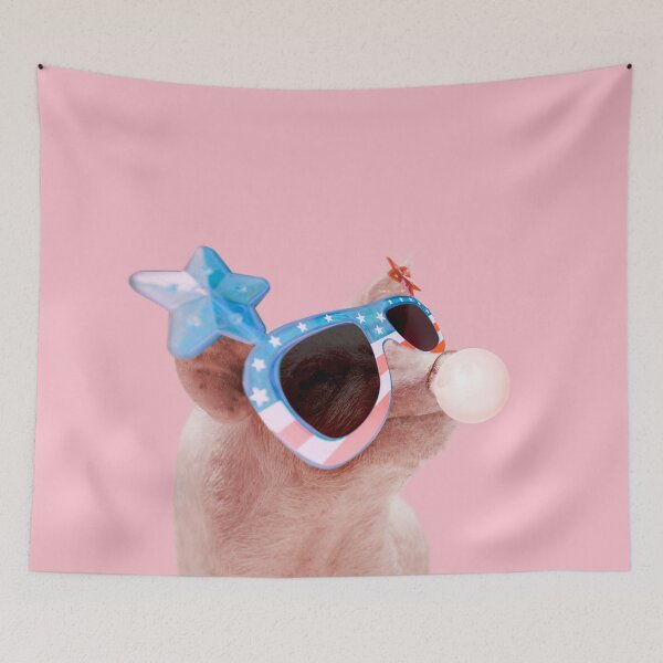 Item preview, Bubble gum piggy with sunglasses in pink designed and sold by ESCAPZ.